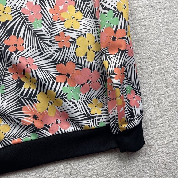 Adidas Track Jacket Girl's Sz L Tropical Floral Palm tree AOP Zip Up Running - Picture 13 of 14
